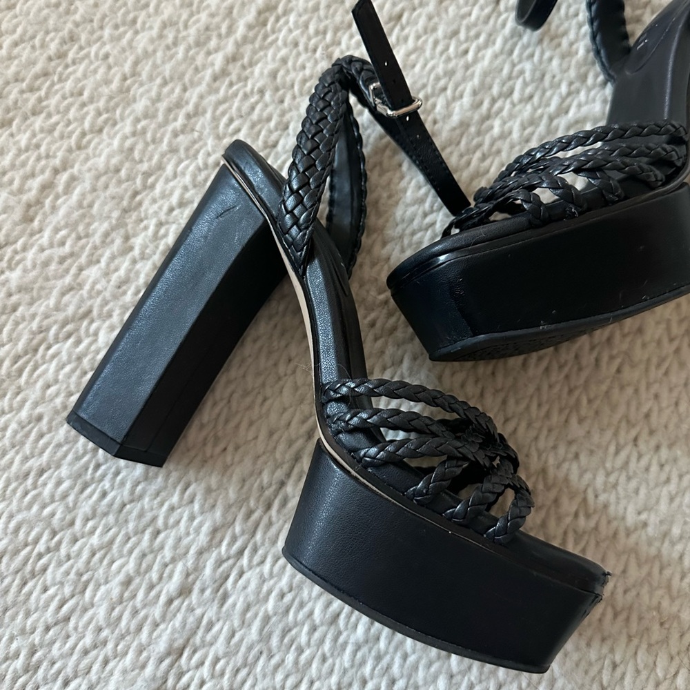 Gianni Bini Black Rope Braided Platform Heels Size 7 - Picture 4 of 10